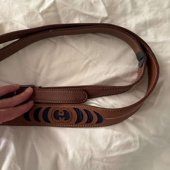 gucci belt, quiet luxury double wrap navy and leather (RARE!!) main image 7